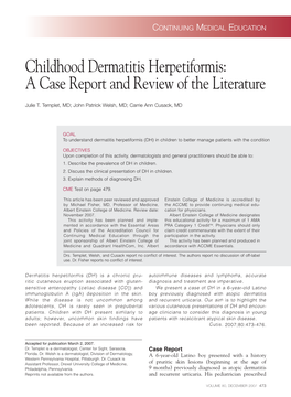 Childhood Dermatitis Herpetiformis: a Case Report and Review of the Literature