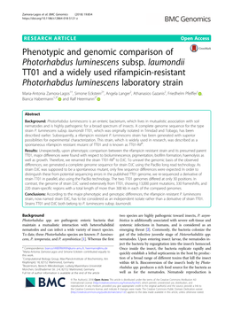 Phenotypic and Genomic Comparison of Photorhabdus Luminescens Subsp