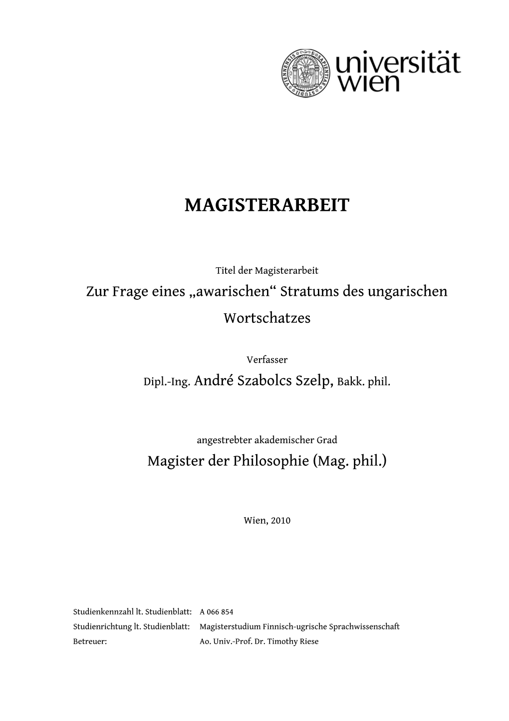 Magisterarbeit