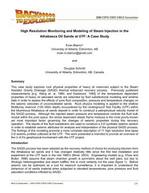 High Resolution Monitoring and Modeling of Steam Injection in the Athabasca Oil Sands at UTF: a Case Study