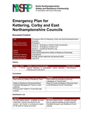 Emergency Plan for Kettering, Corby and East Northamptonshire Councils