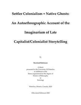 Settler Colonialism + Native Ghosts