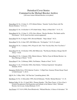 Michael Brecker – Periodical Features