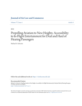 Accessibility to In-Flight Entertainment for Deaf and Hard of Hearing Passengers Michael A