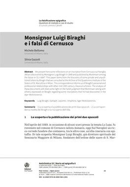 Monsignor Luigi Biraghi E I Falsi Di Cernusco Michele Bellomo Università Di Milano, Italia