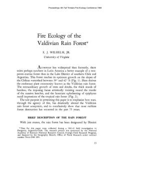 Fire Ecology of the Valdivian Rain Forest*