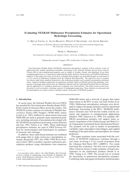 Evaluating NEXRAD Multisensor Precipitation Estimates for Operational Hydrologic Forecasting