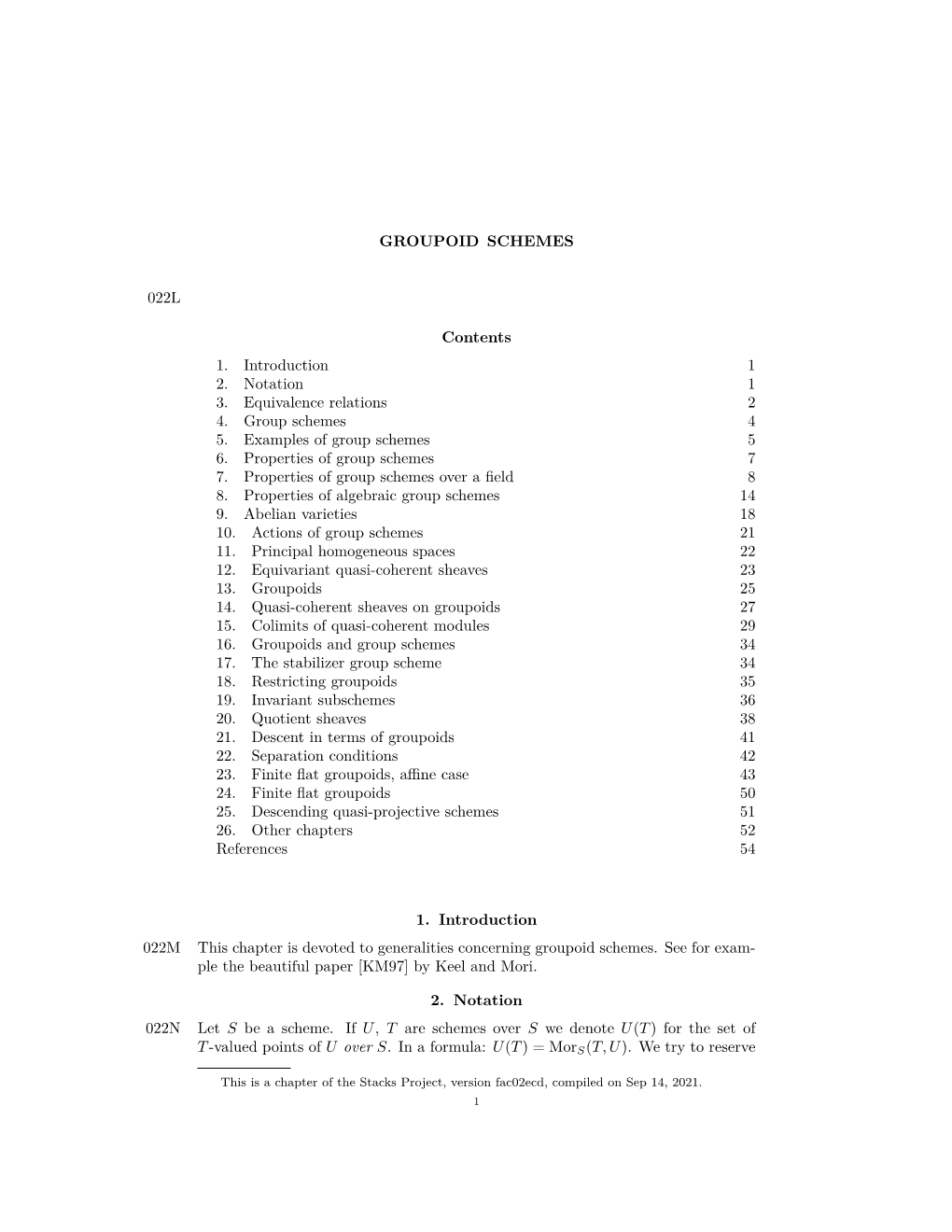 GROUPOID SCHEMES 022L Contents 1. Introduction 1 2