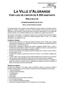 La Ville D'algrange Chef-Lieu De Canton De 6 300 Habitants