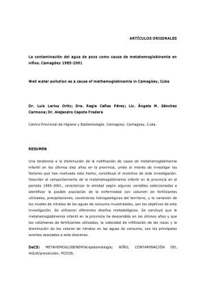 La Contaminación Del Agua De Pozo Como Causa De Metahemoglobinemia En Niños. Camagüey 1985-2001