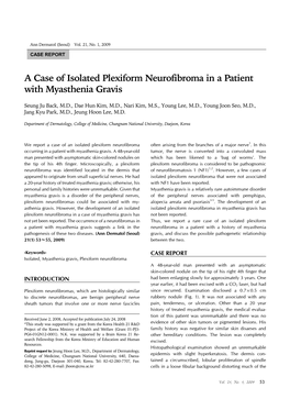 A Case of Isolated Plexiform Neurofibroma in a Patient with Myasthenia Gravis