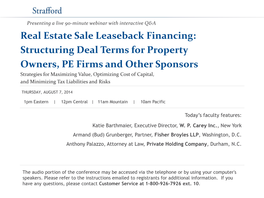 Real Estate Sale Leaseback Financing