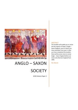 Anglo – Saxon Society