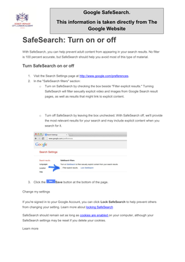 Safesearch: Turn on Or Off