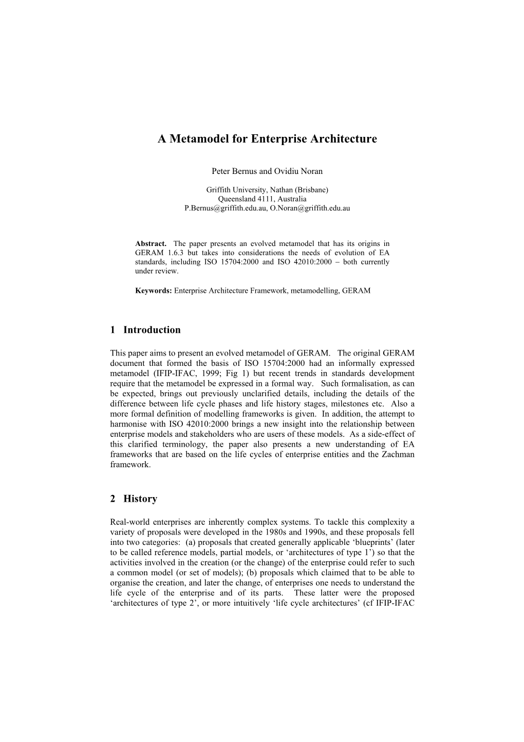 A Metamodel for Enterprise Architecture