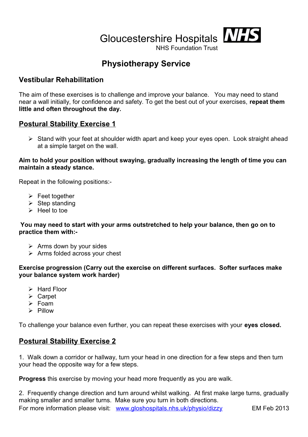 Postural Stability Exercise 1