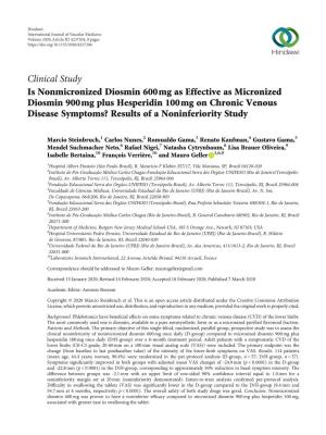 Clinical Study Is Nonmicronized Diosmin 600Mg As Effective As