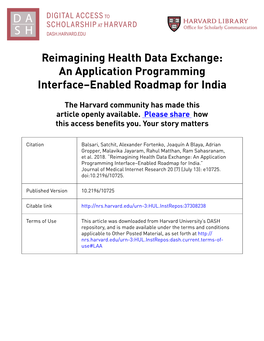 Reimagining Health Data Exchange: an Application Programming Interface–Enabled Roadmap for India