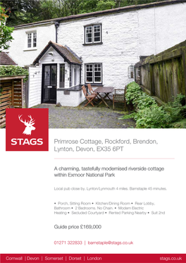 Primrose Cottage, Rockford, Brendon, Lynton, Devon, EX35 6PT