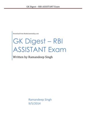 GK Digest – RBI ASSISTANT Exam
