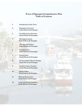 Town of Ogunquit Comprehensive Plan Table of Contents