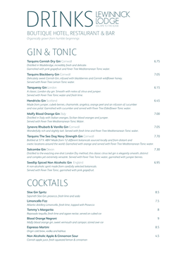 Gin & Tonic Cocktails