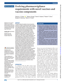 Evolving Pharmacovigilance Requirements with Novel Vaccines and Vaccine Components