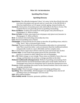 An Introduction Sparkling Wine Primer Sparkling Glossary Appellation