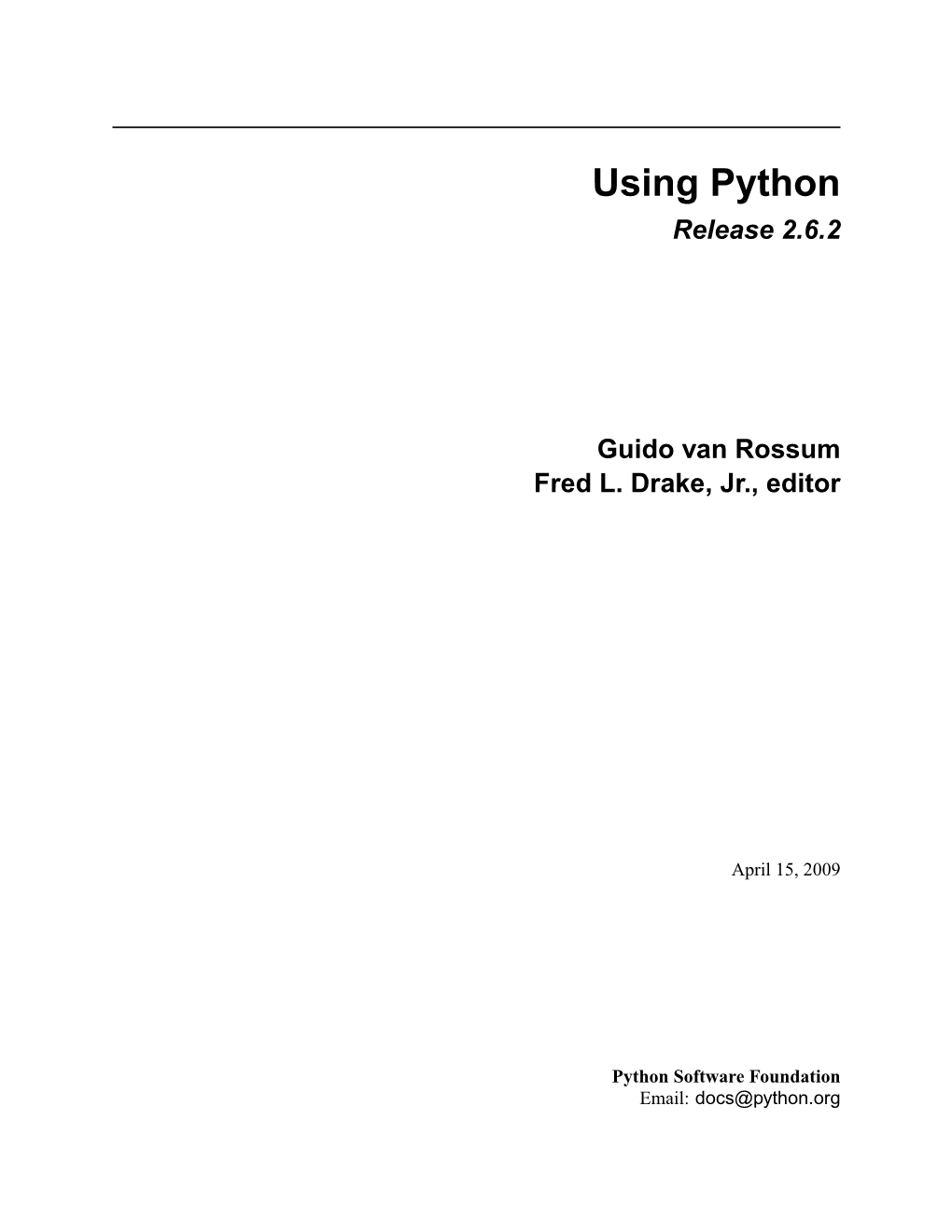 Using Python Release 2.6.2