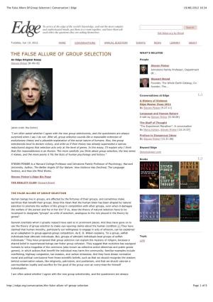 The False Allure of Group Selection | Conversation | Edge 19/06/2012 16:34