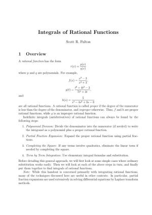 Integrals of Rational Functions