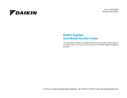Daikin Applied Unit Model Number Index