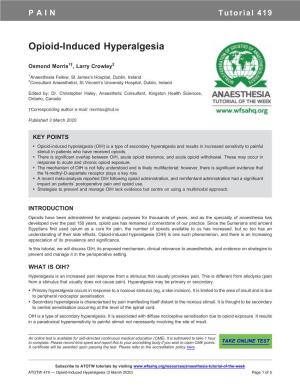 Opioid-Induced Hyperalgesia