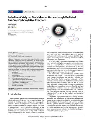 Palladium-Catalyzed Molybdenum Hexacarbonyl-Mediated Gas-Free Carbonylative Reactions