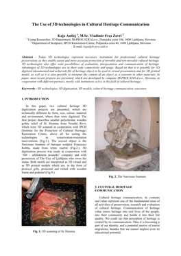 The Use of 3D Technologies in Cultural Heritage Communication