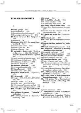 Pealkirjaregister • 2005 — Index of Titels • 2005