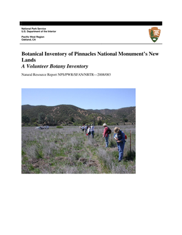 Botanical Inventory of Pinnacles National Monument's New Lands