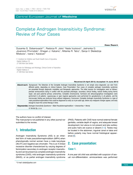 Complete Androgen Insensitivity Syndrome: Review of Four Cases