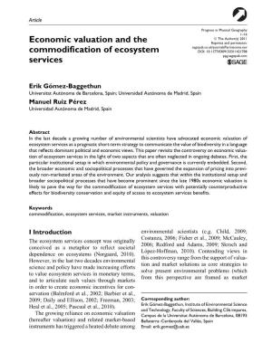 Economic Valuation and the Commodification of Ecosystem