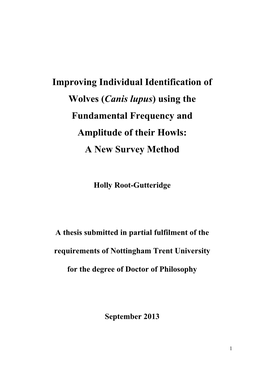 Improving Individual Identification of Wolves (Canis Lupus) Using the Fundamental Frequency and Amplitude of Their Howls: a New Survey Method