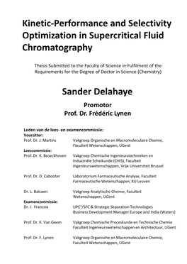 Kinetic-Performance and Selectivity Optimization in Supercritical Fluid Chromatography Sander Delahaye