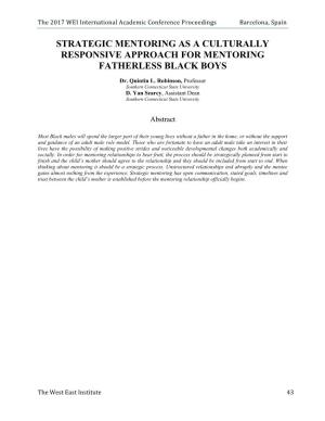 Strategic Mentoring As a Culturally Responsive Approach for Mentoring Fatherless Black Boys