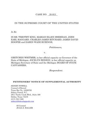 Final Michigan Notice of Supplemental Authority