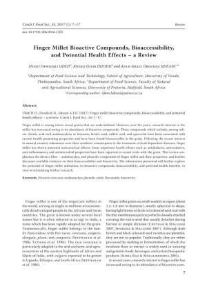 Finger Millet Bioactive Compounds, Bioaccessibility, and Potential Health Effects – a Review