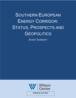 Southern European Energy Corridor: Status, Prospects and Geopolitics