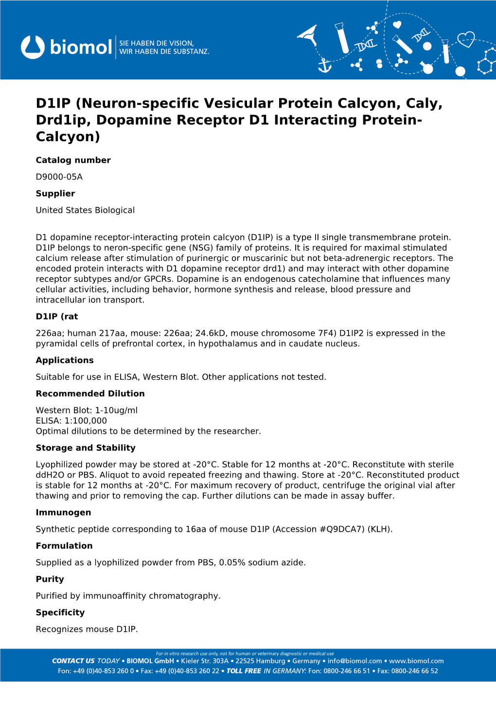 Usbiological Datasheet