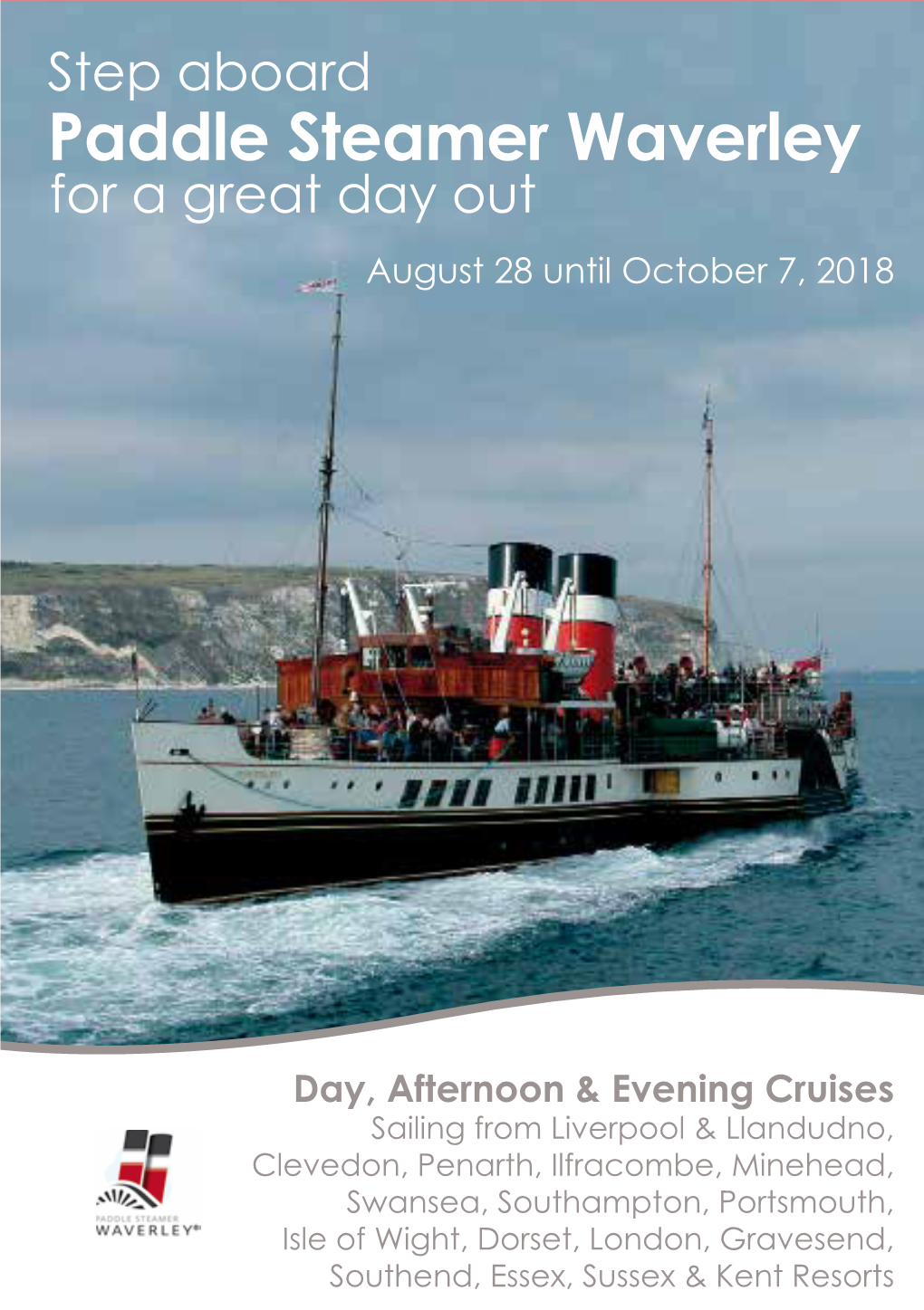 Paddle Steamer Waverley for a Great Day out August 28 Until October 7, 2018