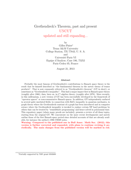 Grothendieck's Theorem, Past and Present UNCUT Updated and Still Expanding