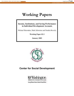 Income, Institutions, and Saving Performance in Individual Development Accounts