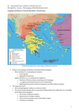 1 Language and Dialect in Ancient Macedonia